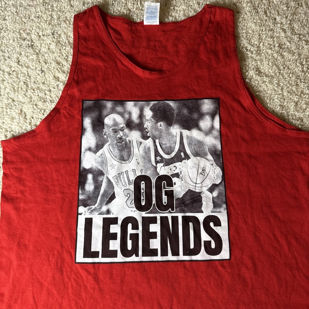 OG Legends Michael & Kobe Mens Red Tank Top Size XL